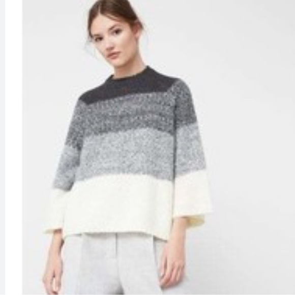 MNG Wool Blend Sweater Oversized Chunky Gradient Pullover Neutral, Size XS - Picture 2 of 14